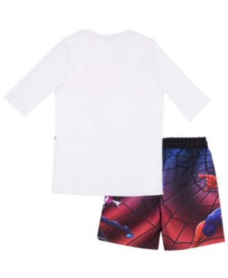 Big Boys Marvel Piece Swim Shirt and Trunks Set