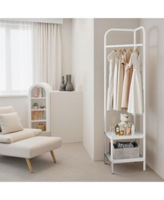 Entryway Corner Hall Tree Modern Entryway Coat Rack Metal Clothes Rack Freestanding Coat Organizer with Shelves Storage