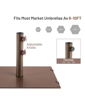 10 Ft Patio Table Market Umbrella w/ 24 Solar LED Lights & Heavy-duty Base