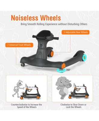 2-in-1 Baby Walker Foldable Activity Push Walker w/ Adjustable Height