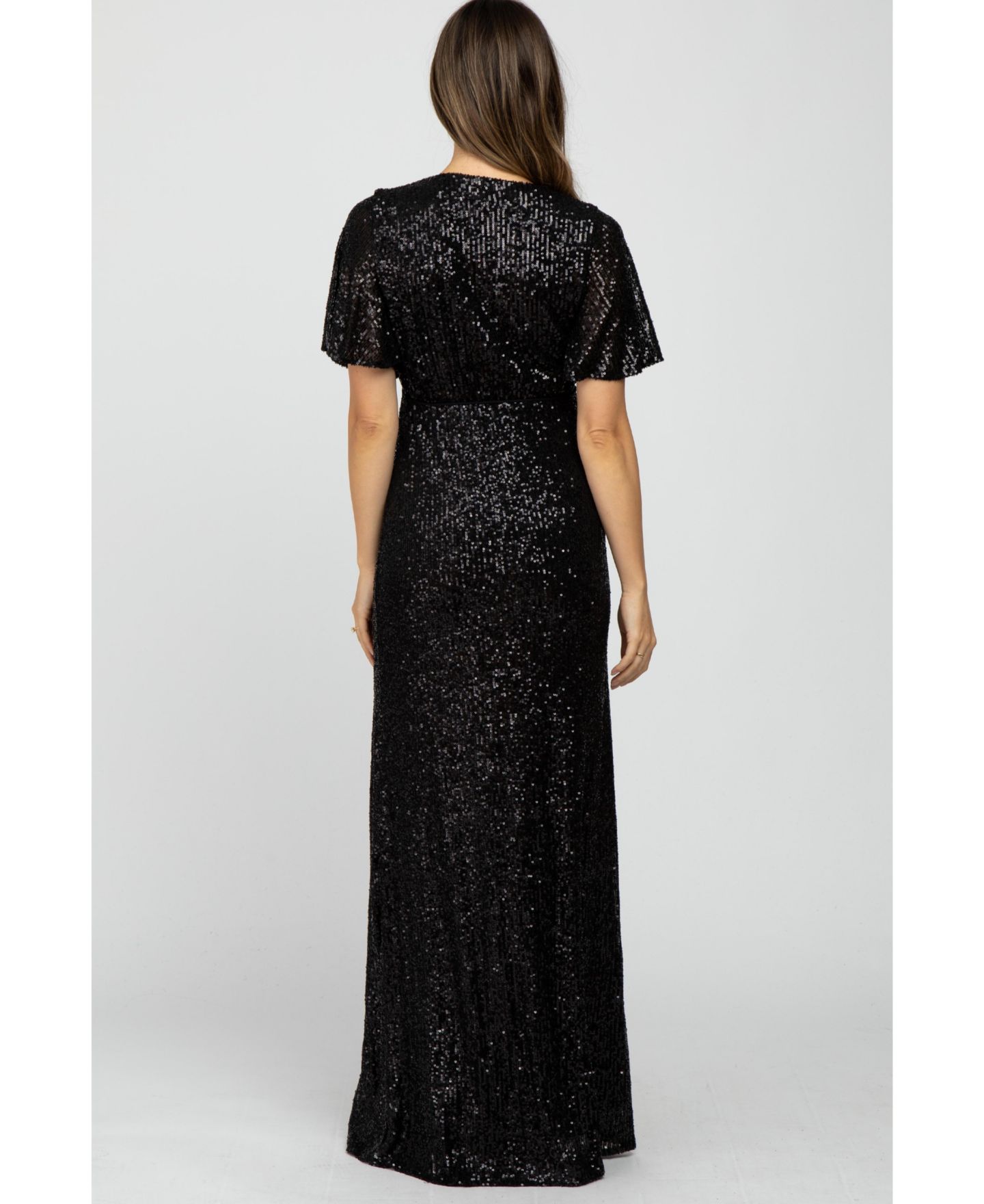 Женское платье Pinkblush Black Sequin Short Sleeve Maxi, цвет: Чёрный — фото 4