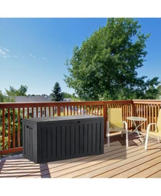 90 Gallon Patio Waterproof Resin Deck Box Lockable Outdoor Storage Garden Tools