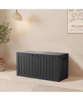 90 Gallon Patio Waterproof Resin Deck Box Lockable Outdoor Storage Garden Tools