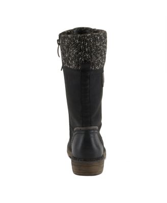 Yosemite Water-Resistant Winter Boots with Sweater Trim and Lace-Up Detail