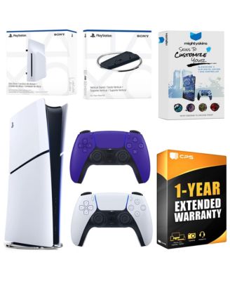 PlayStation 5 Slim Digital Bundle with Disc Drive, Extra Controller, Vertical Stand, MightySkins Voucher and 1 Year Extended Warranty