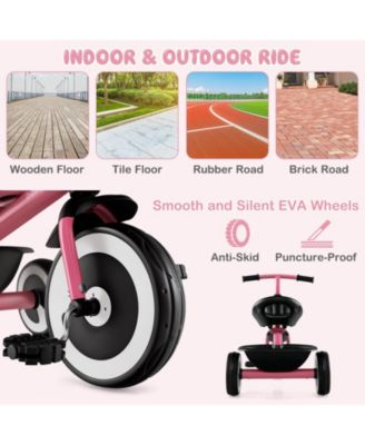 Toddler Tricycle with Adjustable Seat and Storage Baskets for 1.5-5 Years Old