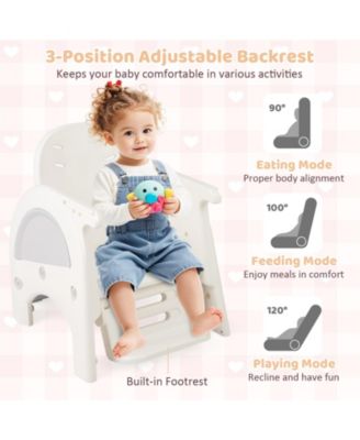 Convertible Baby Tall Chair 2-Tier Food Tray Feeding Chair for 18+ Month Olds