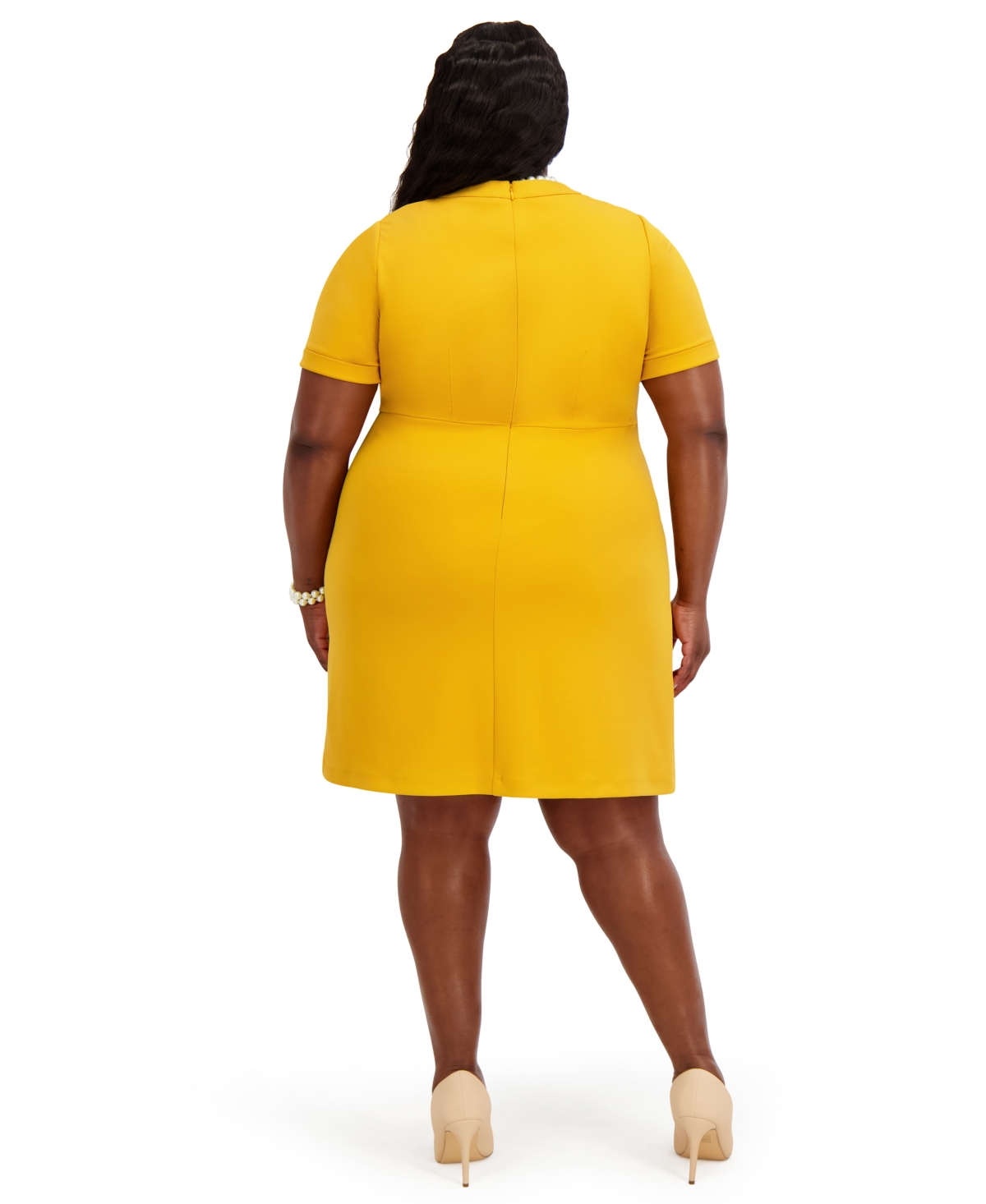 Kasper Women's Short Sleeve Crewneck Dress In Yellow