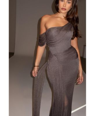 Draped Metallic Maxi Dress