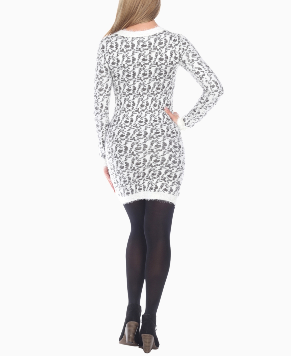 White Mark Women's Fuzzy Knit Sweater Dress In Green