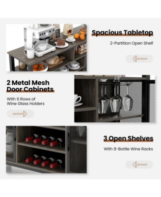 55-Inch Buffet Sideboard with 8-Bottle Wine Racks and Wine Glass Holders