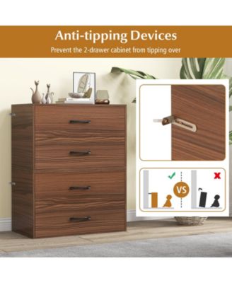 1Pc 2-Drawer Stackable Horizontal Storage Cabinet Dresser Chest with Handles