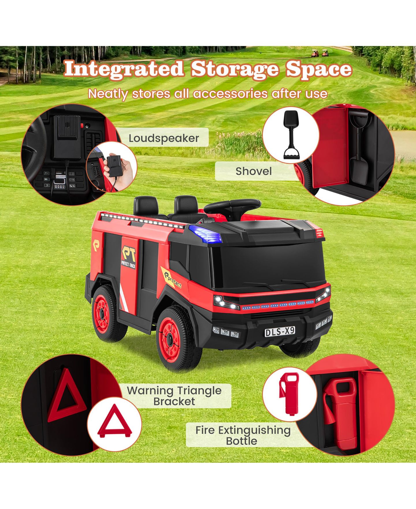 Детская игрушка Gymax 2-Seater Kids Ride-On Fire Truck with Remote Control, 3–8 лет, цвет: Красный — фото 5