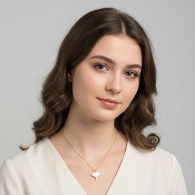 Women's 14K Gold Plated with White Mother-of-Pearl Design Pendant Necklace.