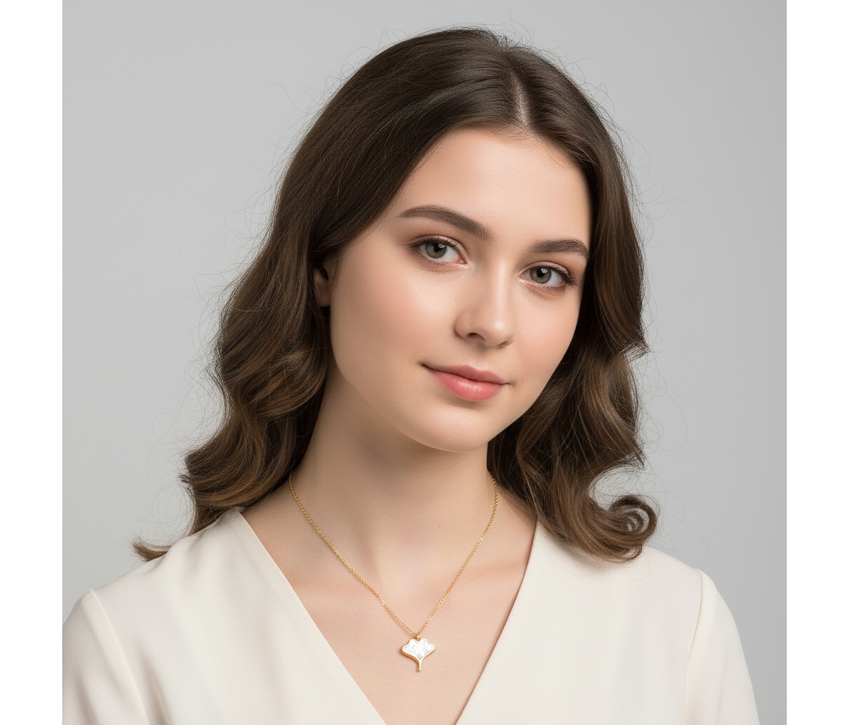 GiGiGirl 14K Gold Plated with White Mother-of-Pearl Design Pendant Necklace