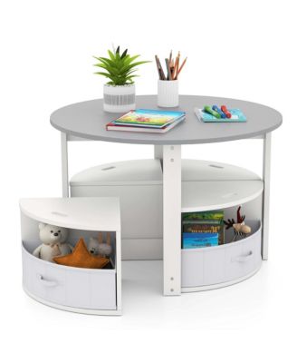 5 Piece Kids Play Table and Chairs Set Round Nesting Table Toddler Furniture