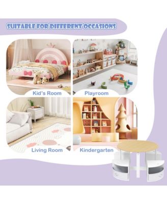 5 Piece Kids Play Table and Chairs Set Round Nesting Table Toddler Furniture