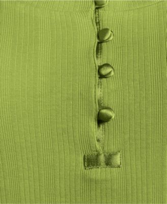 Women's 3/4 Sleeve Variegated Micro Rib Henley