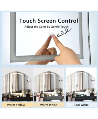 Generic 2-Pc. Wood Tri-Folding Lighted Mirror Vanity Table Set with Stool