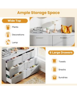 6 Drawer Storage Cabinet with Metal Legs Handles with Anti-Toppling Devices
