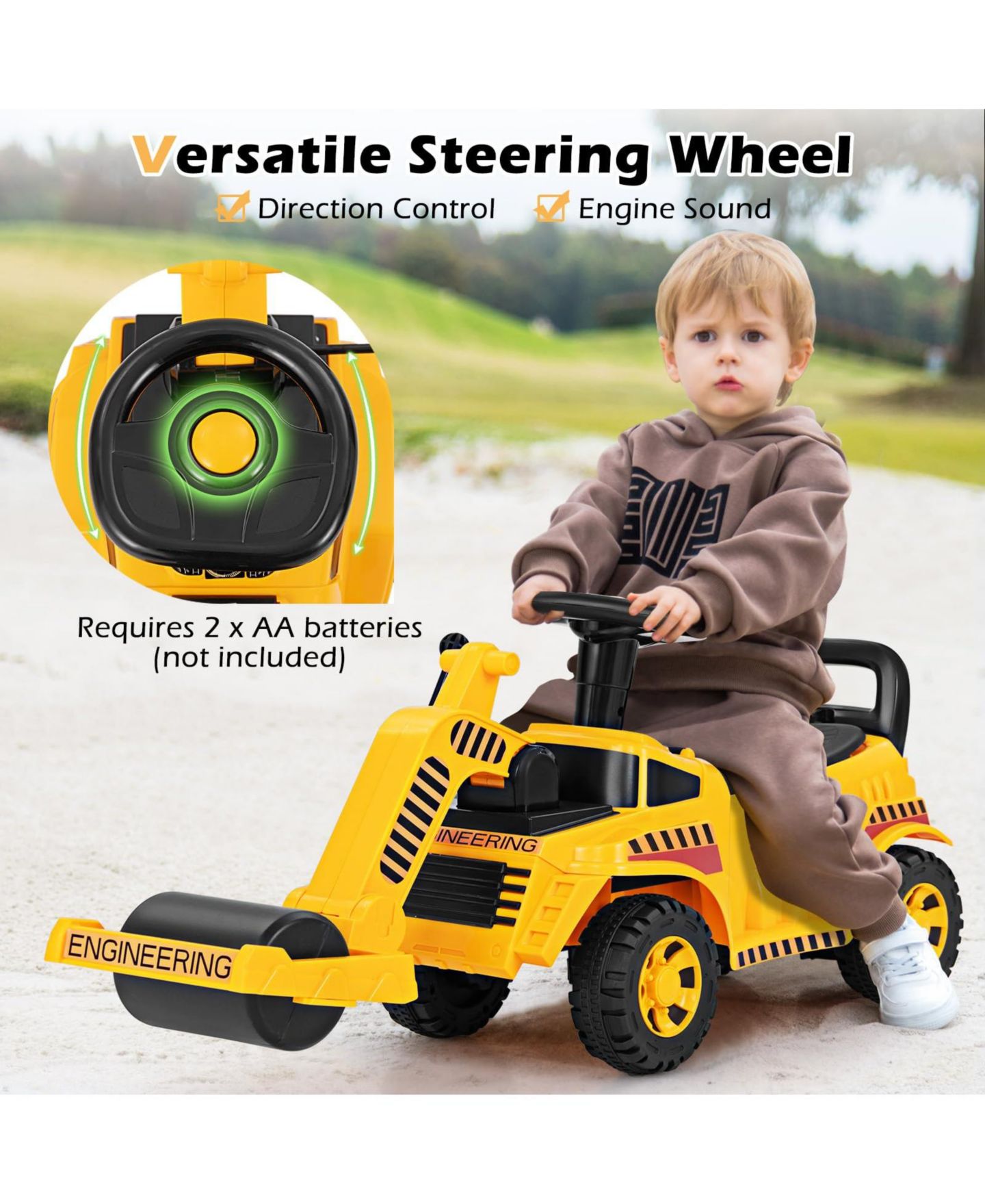 Детская игрушка Mecale Toddler Ride-On with Adjustable Roller, Under-Seat Storage & Anti-Tip Design, Ages 19-36 Months, цвет: Жёлтый — фото 5