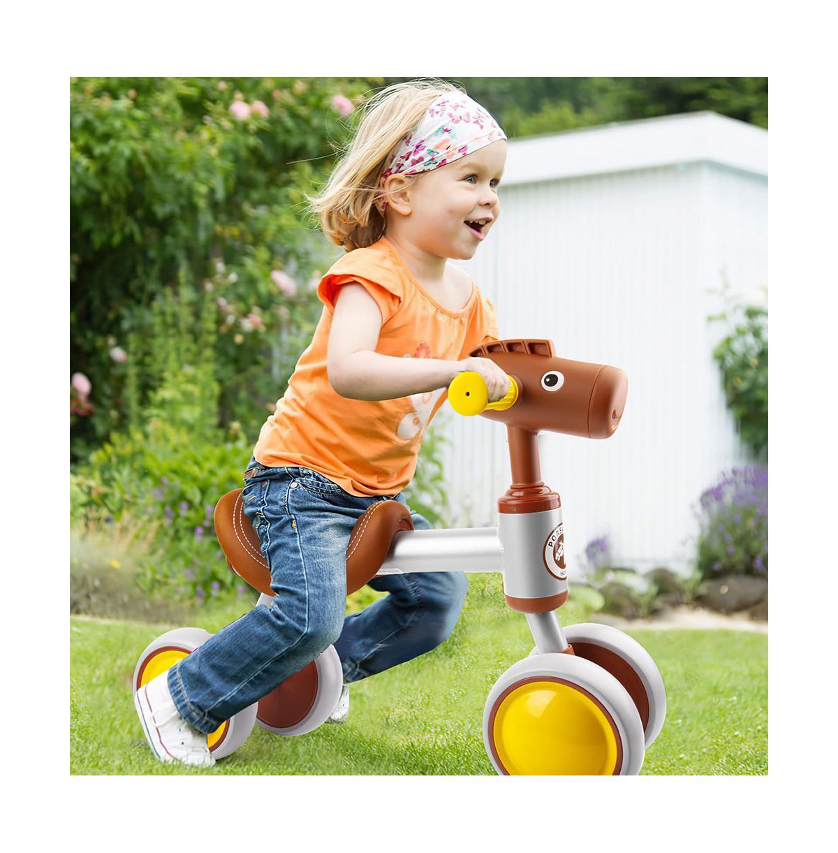 Baby Balance Bike No Pedal 4-Wheel Bicycle