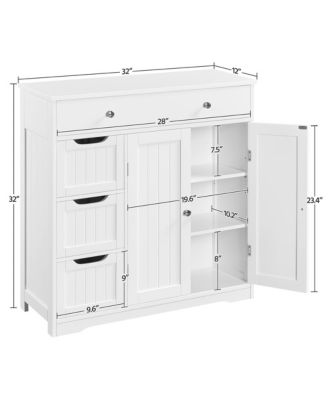 32” H Free-Standing Bathroom Floor Cabinet with 4 Drawers and 2 Doors