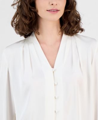 Women's V-Neck Button-Front Blouse