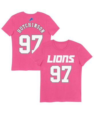 Nike - Big Girls Aidan Hutchinson Pink Detroit Lions Player Name Number T-shirt