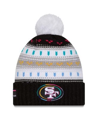 New Era - Women's Black San Francisco 49ers 2025 NFL Crucial Catch Cuffed Knit with Pom Hat