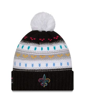 New Era - Women's Black New Orleans Saints 2025 NFL Crucial Catch Cuffed Knit with Pom Hat