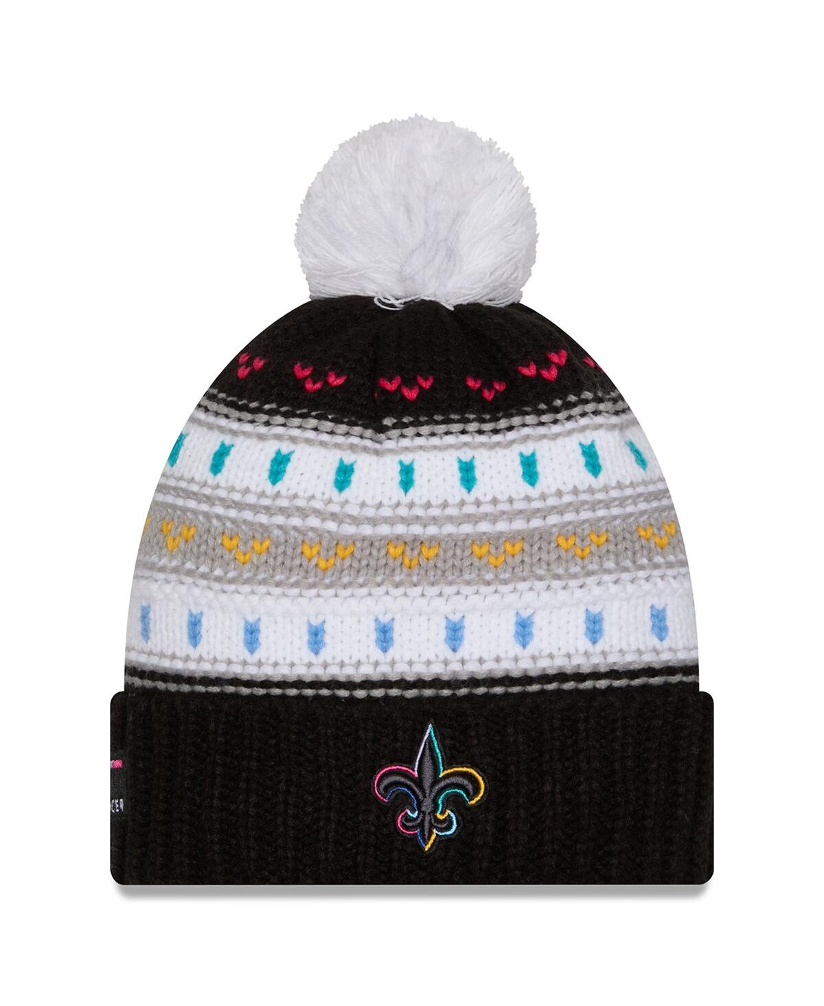 New Era Women's Black New Orleans Saints 2025 Nfl Crucial Catch Cuffed Knit With Pom Hat