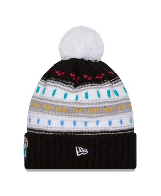 Women's Black Las Vegas Raiders 2025 NFL Crucial Catch Cuffed Knit with Pom Hat