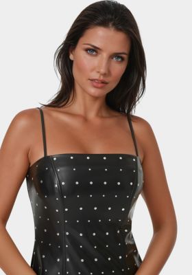 Women's Faux Leather Stud Mini Dress