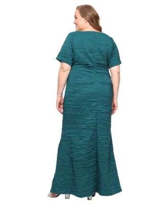 Plus Size Long Crinkle Stretch Taffeta Dress