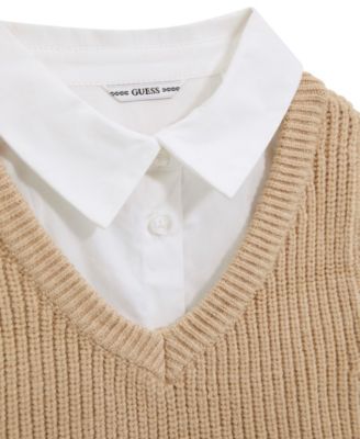 Girls' 7-16 Poplin Shirt with Sweater Vest