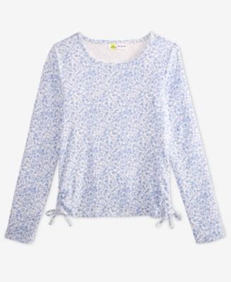 Epic Threads - Little & Big Girls Ribbed Floral-Print Ruched Top