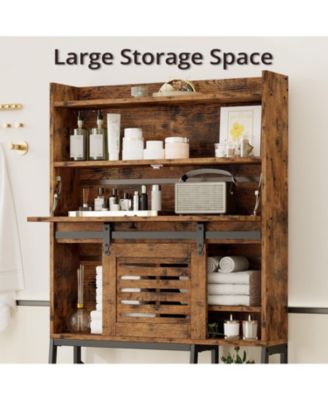 Over The Toilet Storage with Cabinet for Bathroom, Vintage Brown