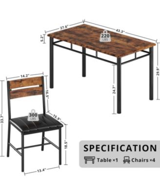 4 PC Wood high backrests and thick padded seats Dining Table Set