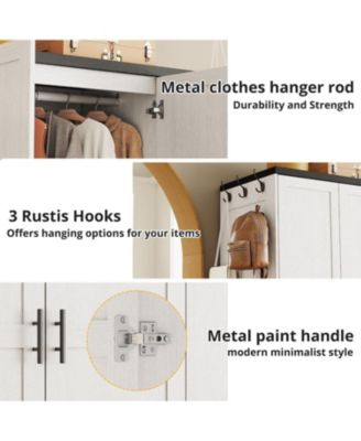 2-Door Engineered Wood Wardrobe with Mirror, Drawers & Shelves