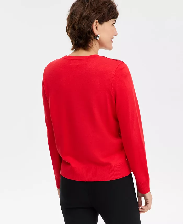 Women's Metallic Jacquard-Front Party Cardigan - thumbnail 3