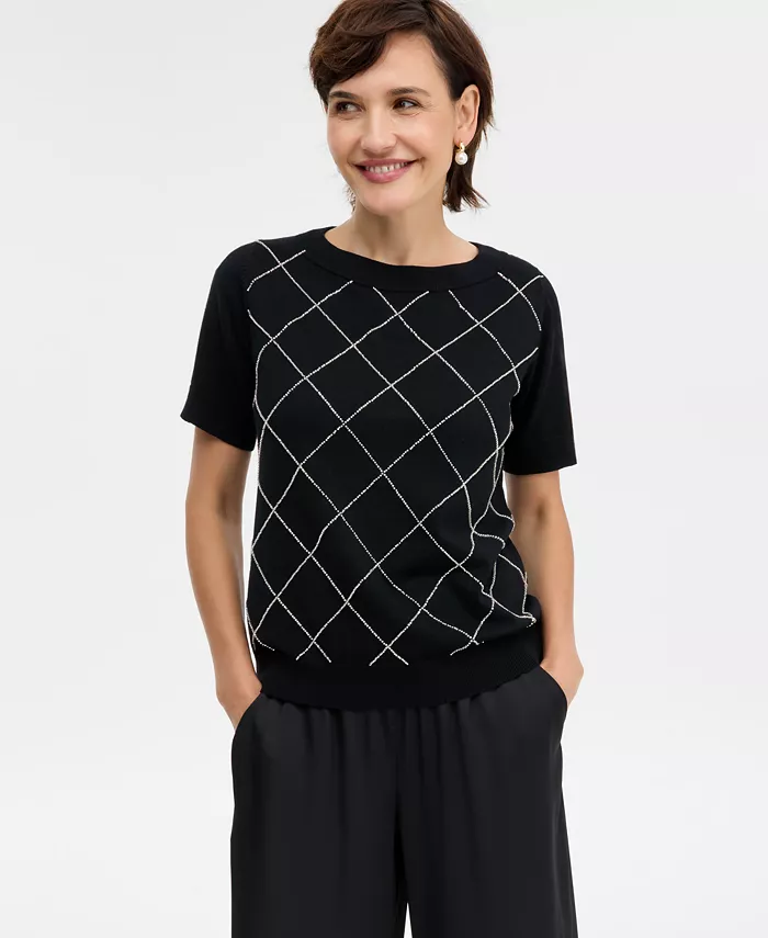 Petite Embellished Boat Neck Sweater