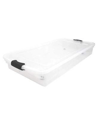60 Quart Underbed Storage Container Bins with Latching Lid, Clear (2 Pack