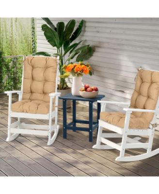 Outdoor 42"x 20" x5" Tufted Back Cushions Patio Replacement Chair Cushion with Ties, Water and Fade Resistant for All Weather, Set of 2