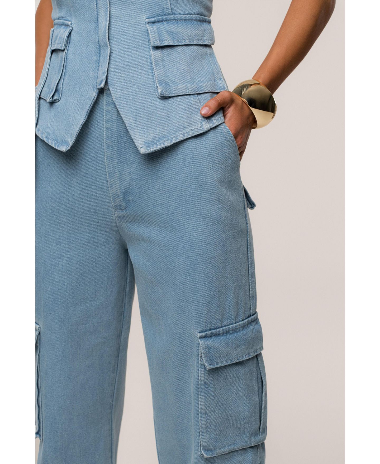 Женские брюки-карго Jluxlabel в стиле утилити, цвет: Джинсовый — фото 8