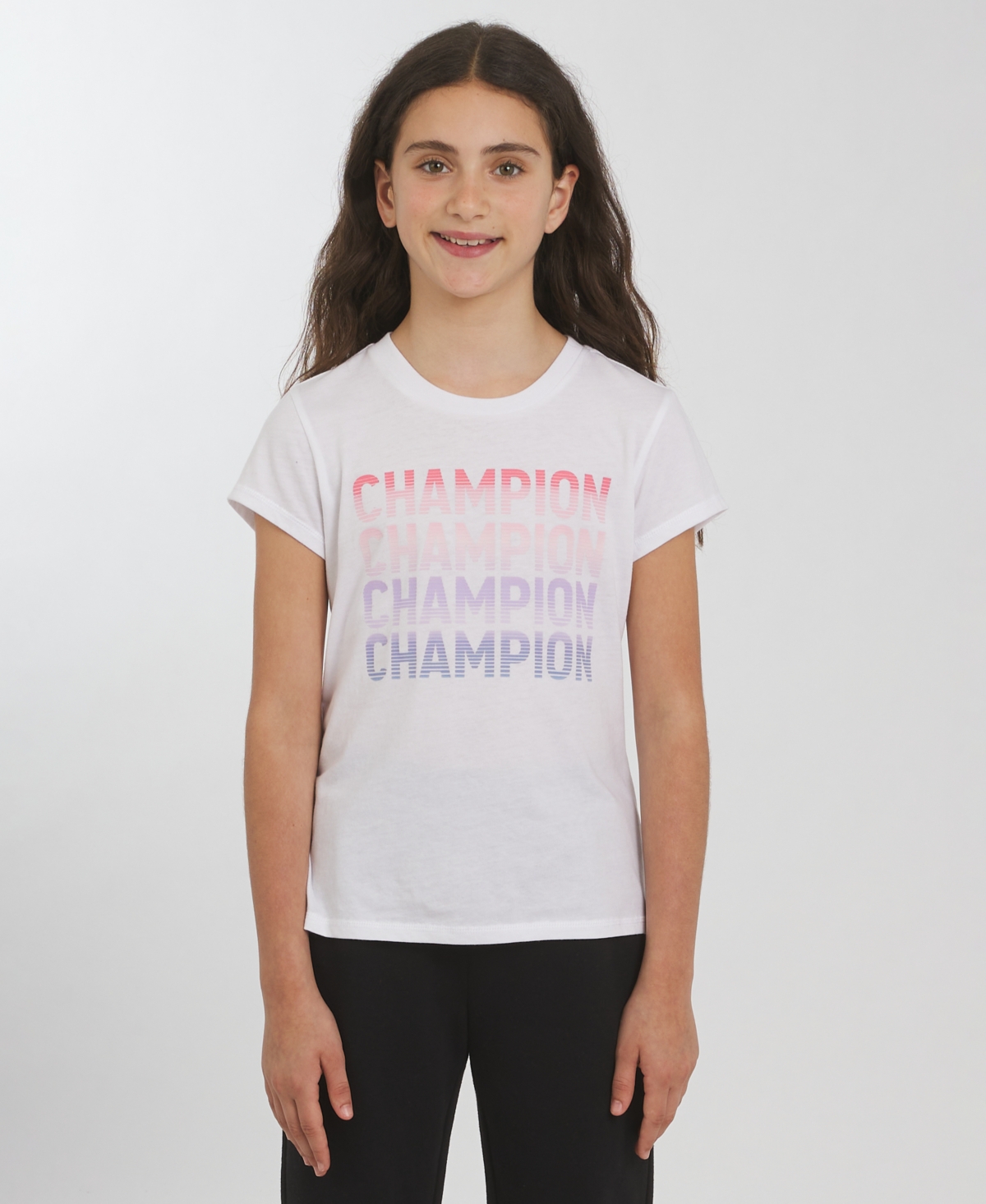 Champion Kids' Girls 7-16 Short-sleeve Logo Graphic T-shirt In White