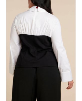 Women's Plus Size Bustier Button Up Twofer