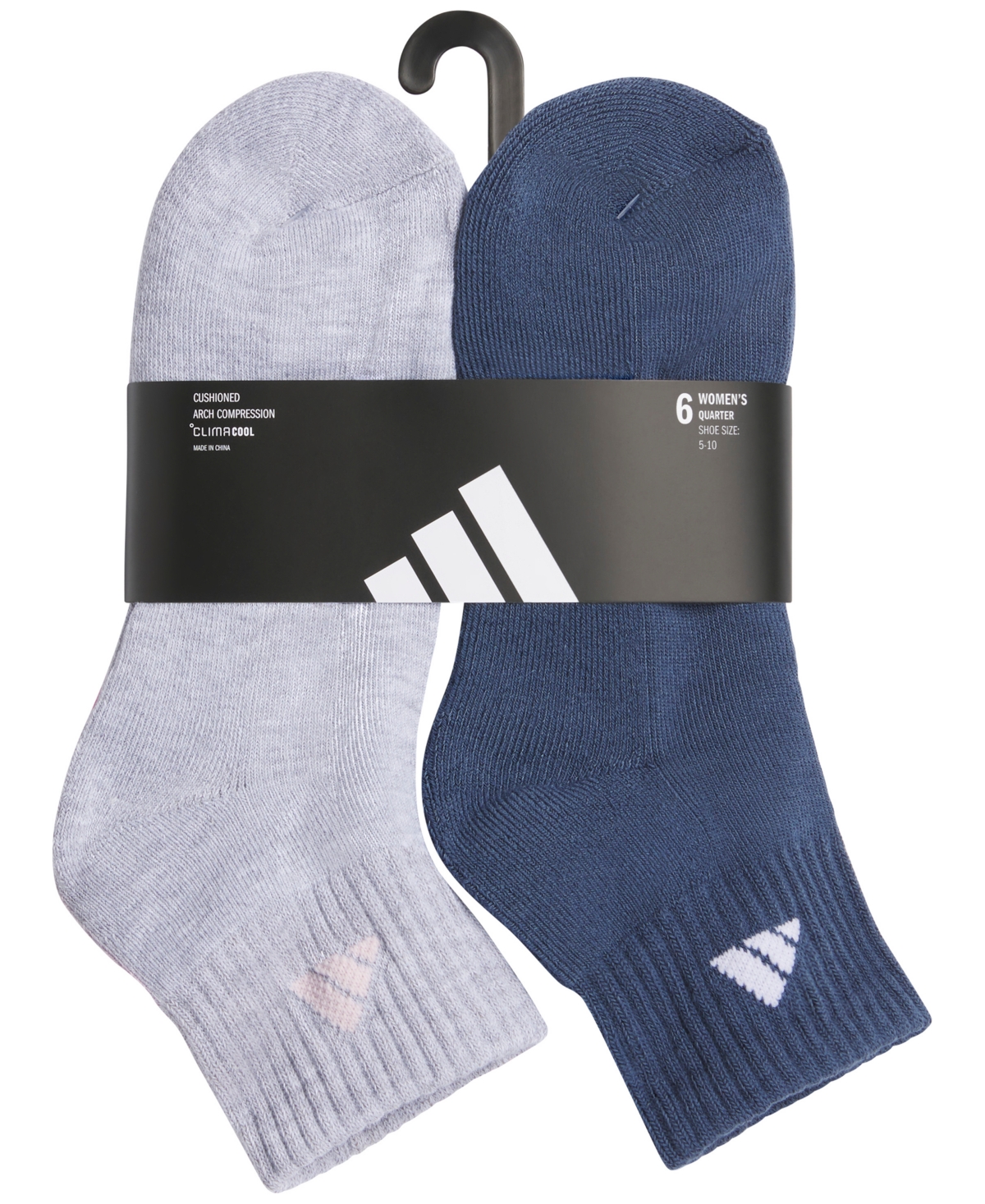 Adidas Originals Women's Athletic Cushioned 6-pack Quarter Socks In Multi