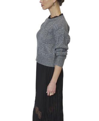 Women's Celeste Lace Trim Cable Pullover