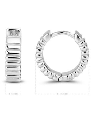 Ribbed Hoop Earrings in Rhodium Plated Sterling